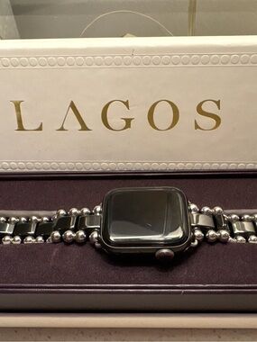 LAGOS Black Ceramic and Sterling Bead Watch Band